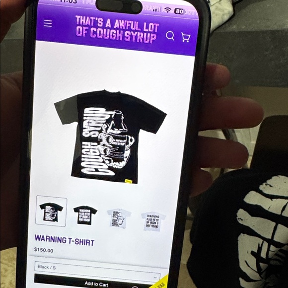 Black Graphic Tee with Bold White Design - Picture 1 of 5